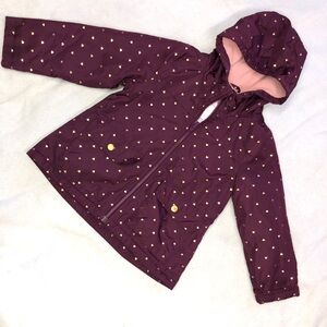 Carter's EUC Purple & Gold Heart Hooded Windbreaker Raincoat size 5